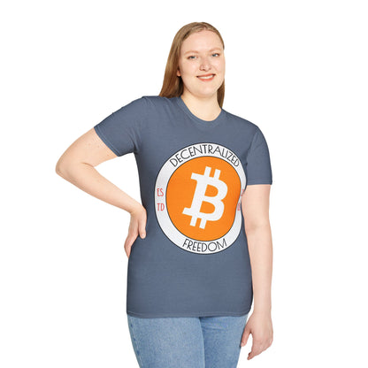 Bitcoin Decentralized Freedom Dark colors Unisex T-Shirt by cypherpunkgear.com