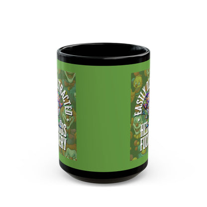Easily Distracted by Heinous Fuckery Little Jinx Green Mug by cypherpunkgear.com