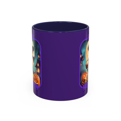 Happy Halloween Little Witch Purple font Purple Accent Mug by CreepyCrafts.boo