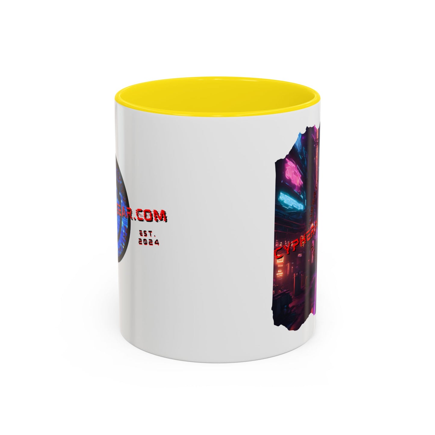 2-sided, cypherpunkgear.com Logo & Cityscape Accent Mug by cypherpunkgear.com