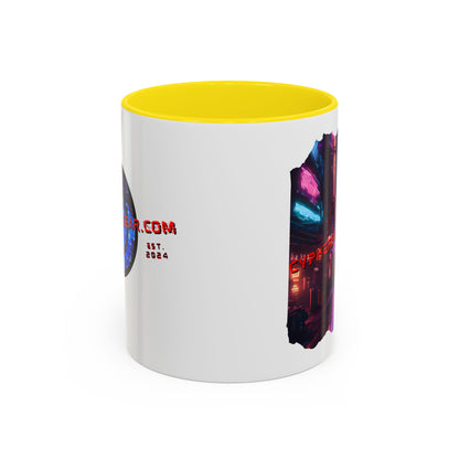 2-sided, cypherpunkgear.com Logo & Cityscape Accent Mug by cypherpunkgear.com