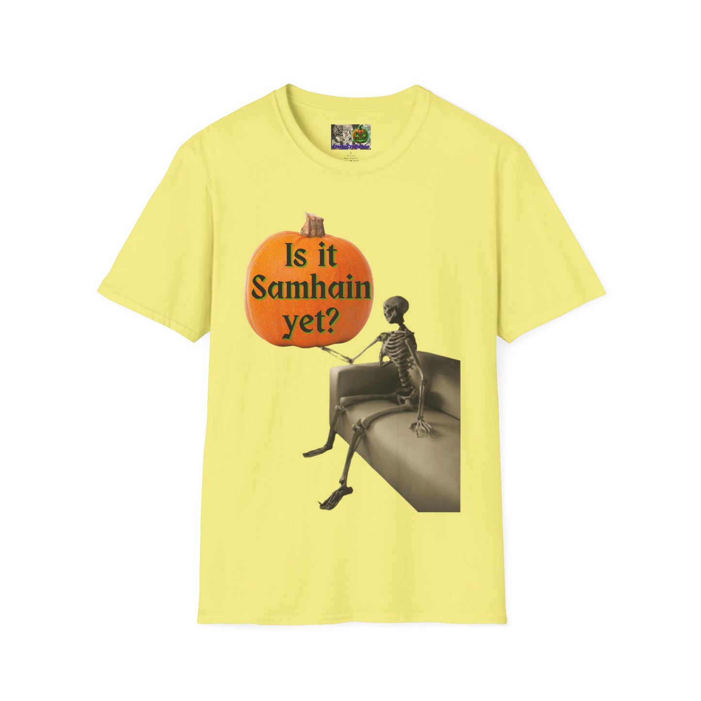 Is it Samhain yet? Skeleton's Pumpkin Light colors Unisex T-Shirt by CreepyCrafts.boo