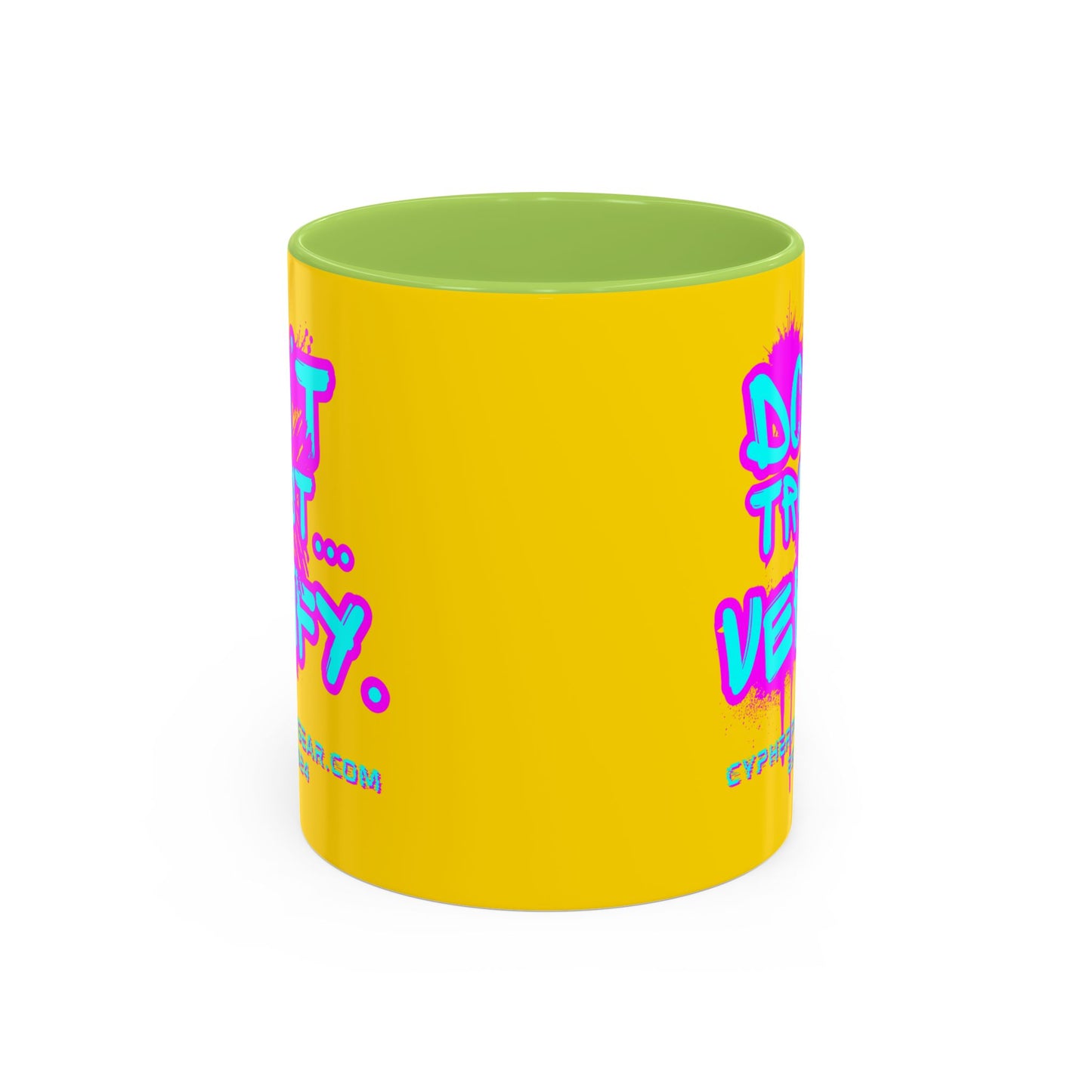 Don't Trust...Verify. Yellow Accent Mug by cypherpunkgear.com