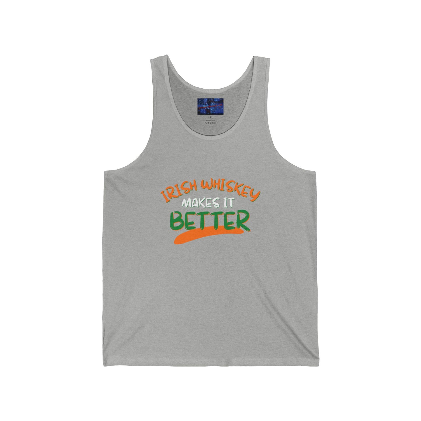 Irish Whiskey makes it better OWGfont Unisex Jersey Tank Top by cypherpunkgear.com