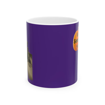 Waiting for Samhain Skeleton Purple Mug by cypherpunkgear