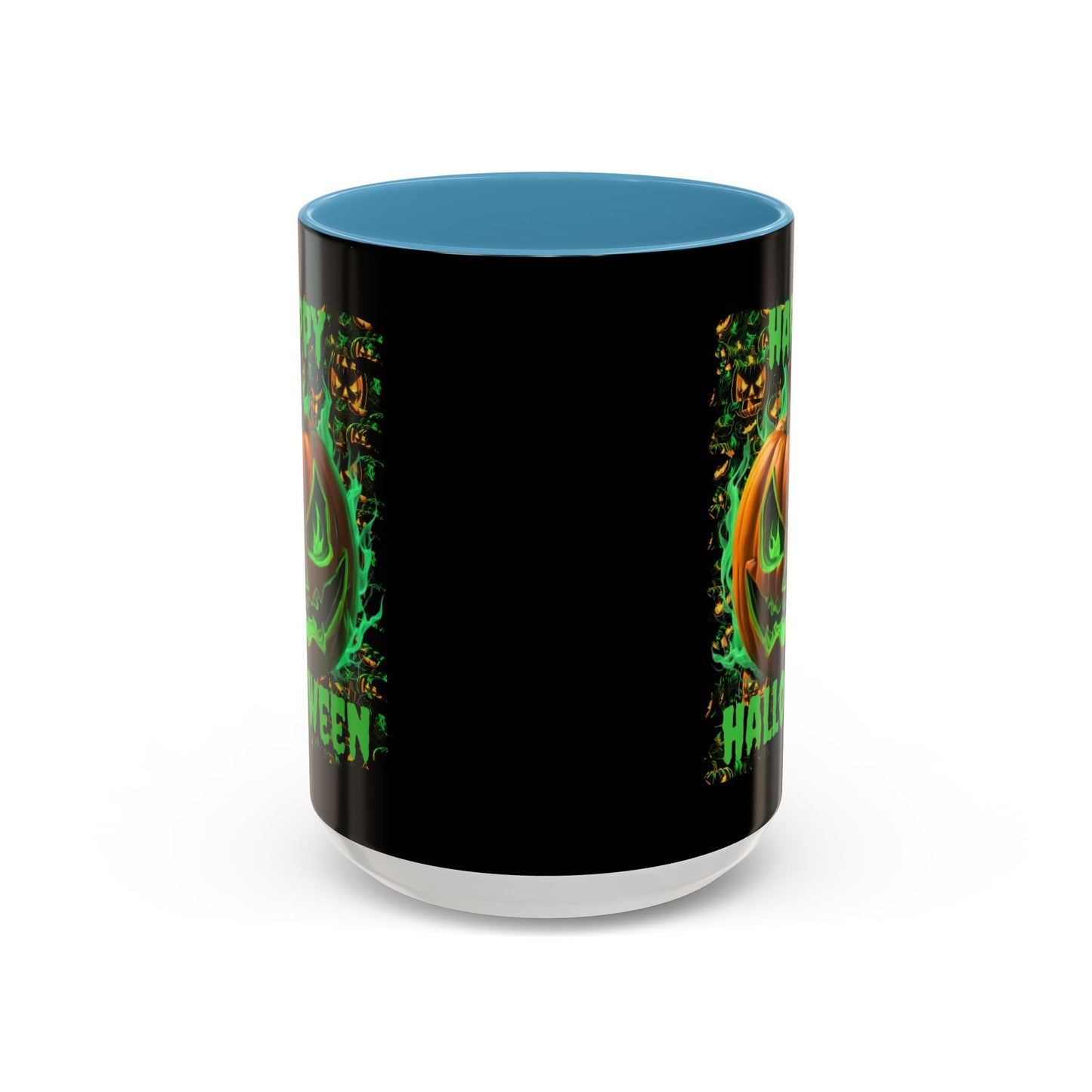 Happy Halloween Green Jack Black Accent Mug by CreepyCrafts.boo