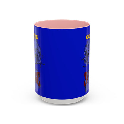 Caution, Savage Dark Blue Accent Mug by cypherpunkgear.com