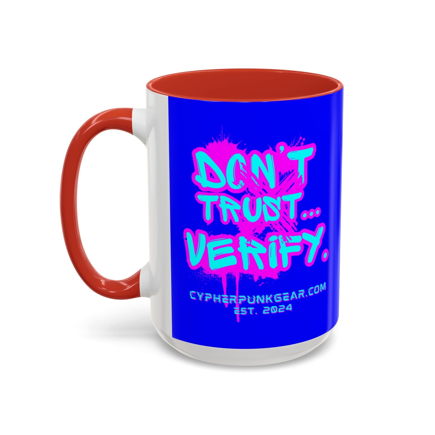 Don't Trust...Verify. Dark Blue Accent Mug by cypherpunkgear.com