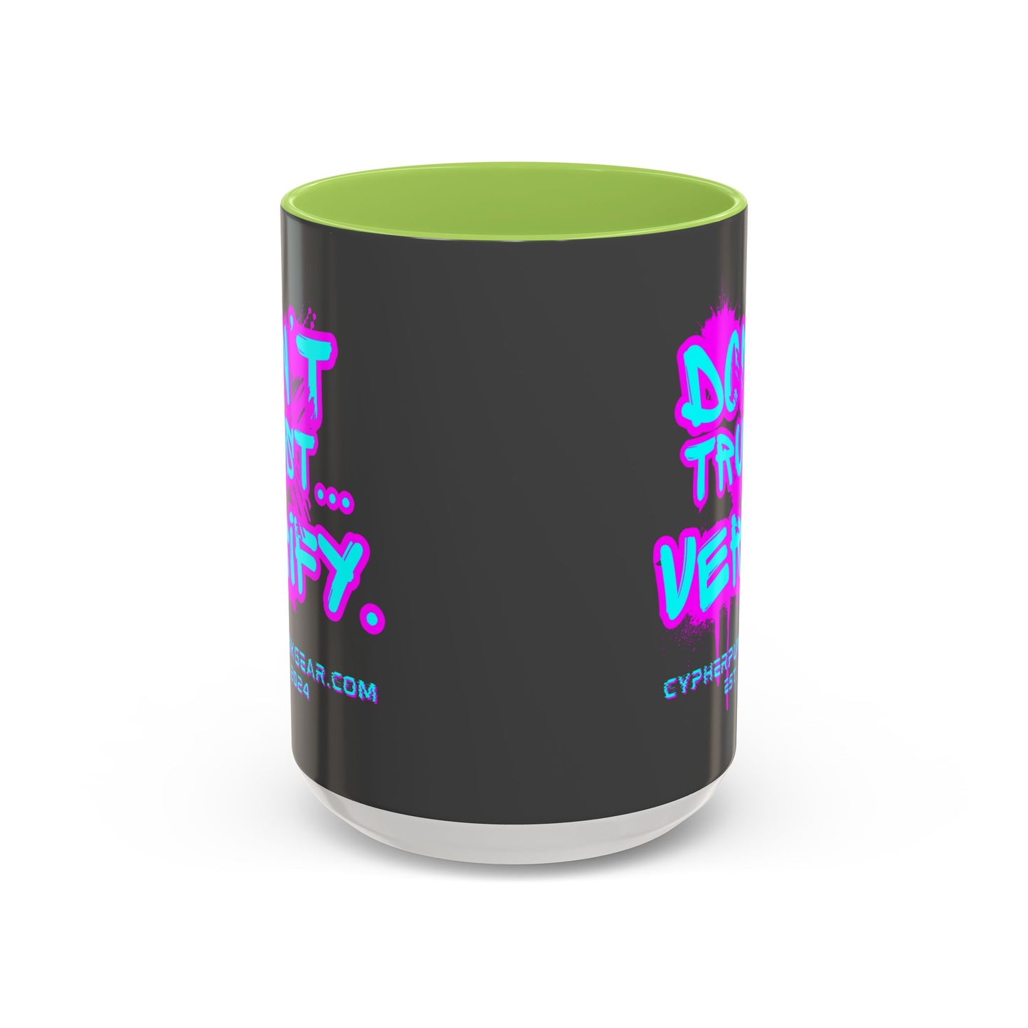 Don't Trust...Verify. Grey Accent Mug by cypherpunkgear.com