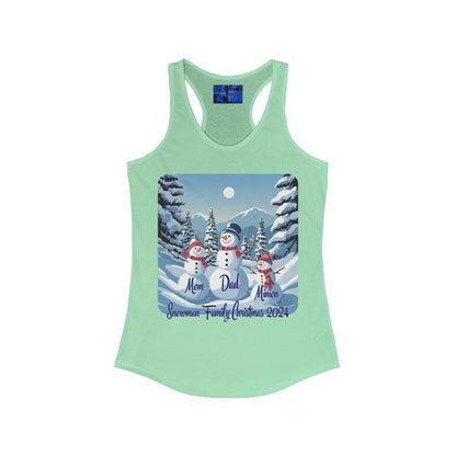 Snowman Family of 3 Women's Racerback Tank Top by cypherpunkgear