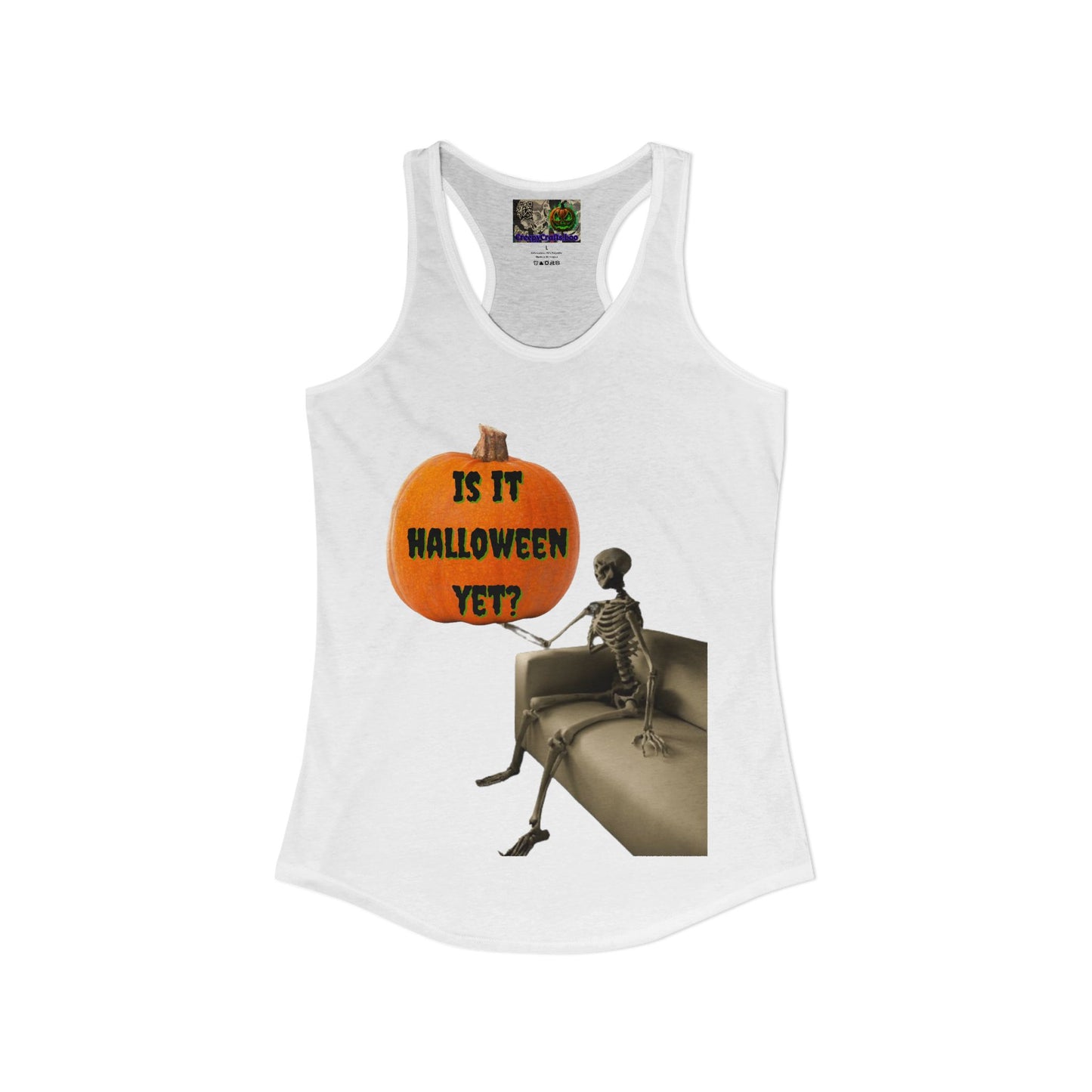 Is it Halloween yet? Skeleton's Pumpkin Women's Racerback Tank Top by CreepyCrafts.boo