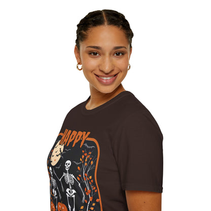 Spooktacular Skeletons of Halloween Dark colors Unisex T-shirt by CreepyCrafts.boo