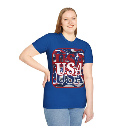 Red WHITE and Blue USA Patriot Dark colors Unisex T-Shirt by cypherpunkgear.com
