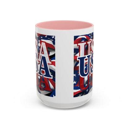USA Blue font Center Patriot Accent Mug by cypherpunkgear.com