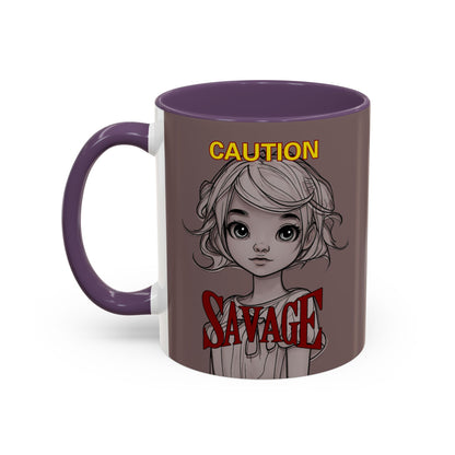 Caution, Savage Grey Accent Mug by cypherpunkgear.com