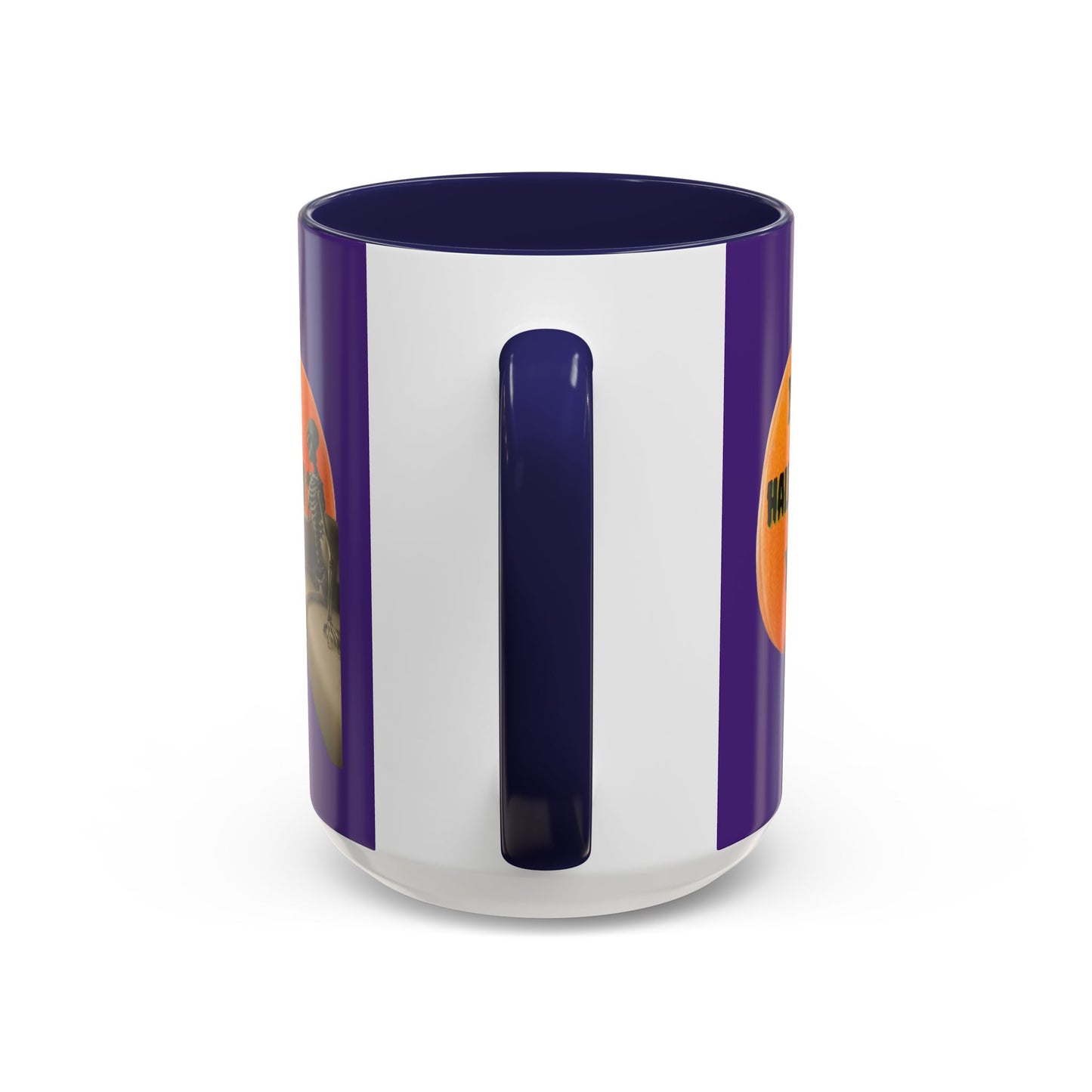 Is it Halloween yet? Skeleton's Giant Pumpkin Purple Accent Mug by CreepyCrafts.boo