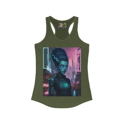Neon Bride of Frankenstein Women's Racerback Tank Top by CreepyCrafts.boo