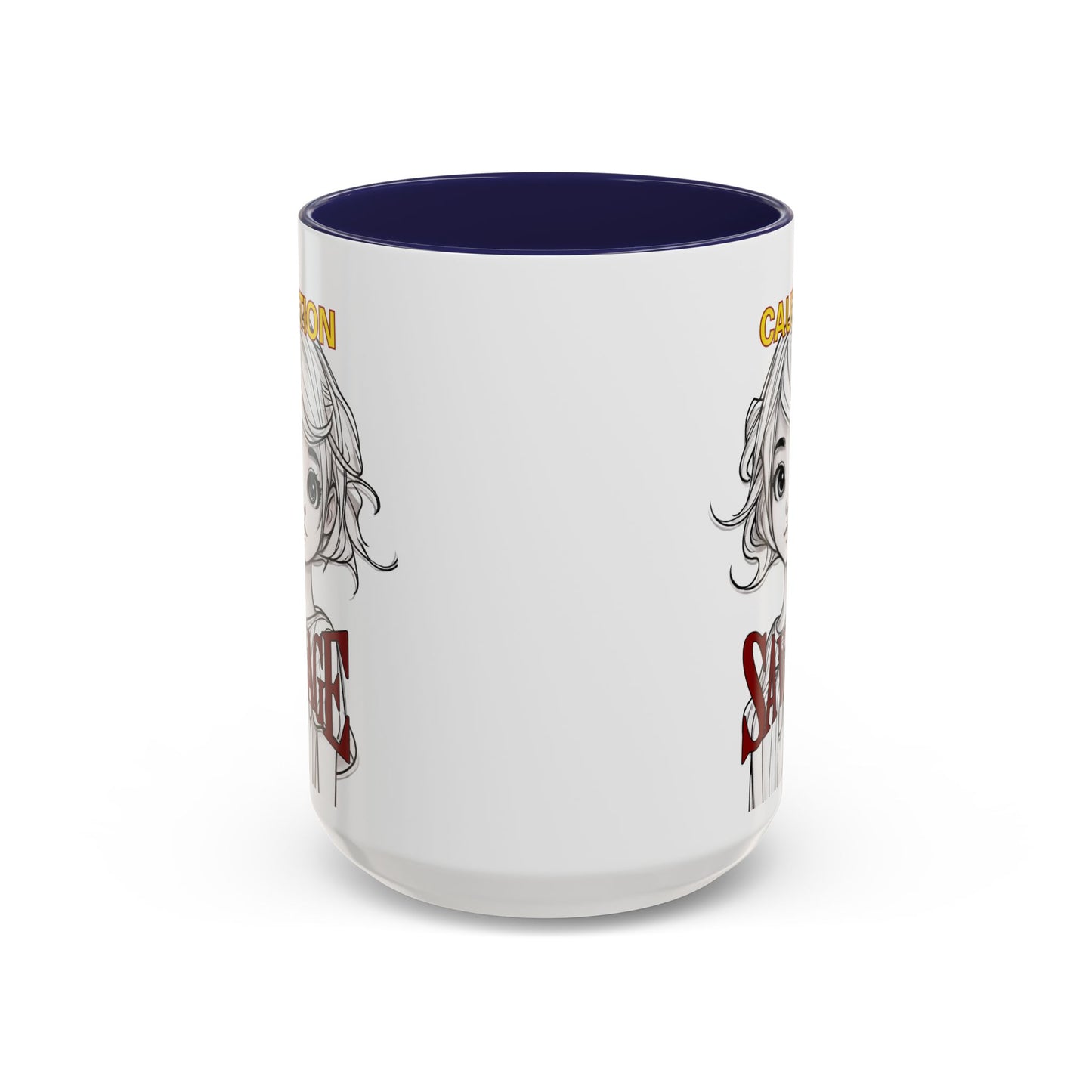 Caution, Savage White Accent Mug by cypherpunkgear.com