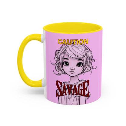Caution, Savage Pink Accent Mug by cypherpunkgear.com