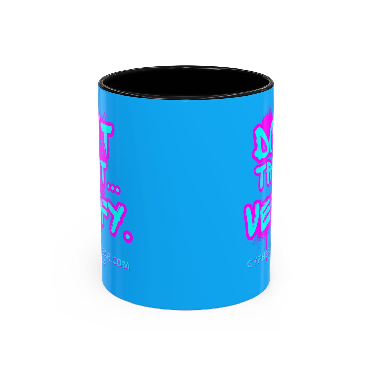 Don't Trust...Verify. Light Blue Accent Mug by cypherpunkgear.com