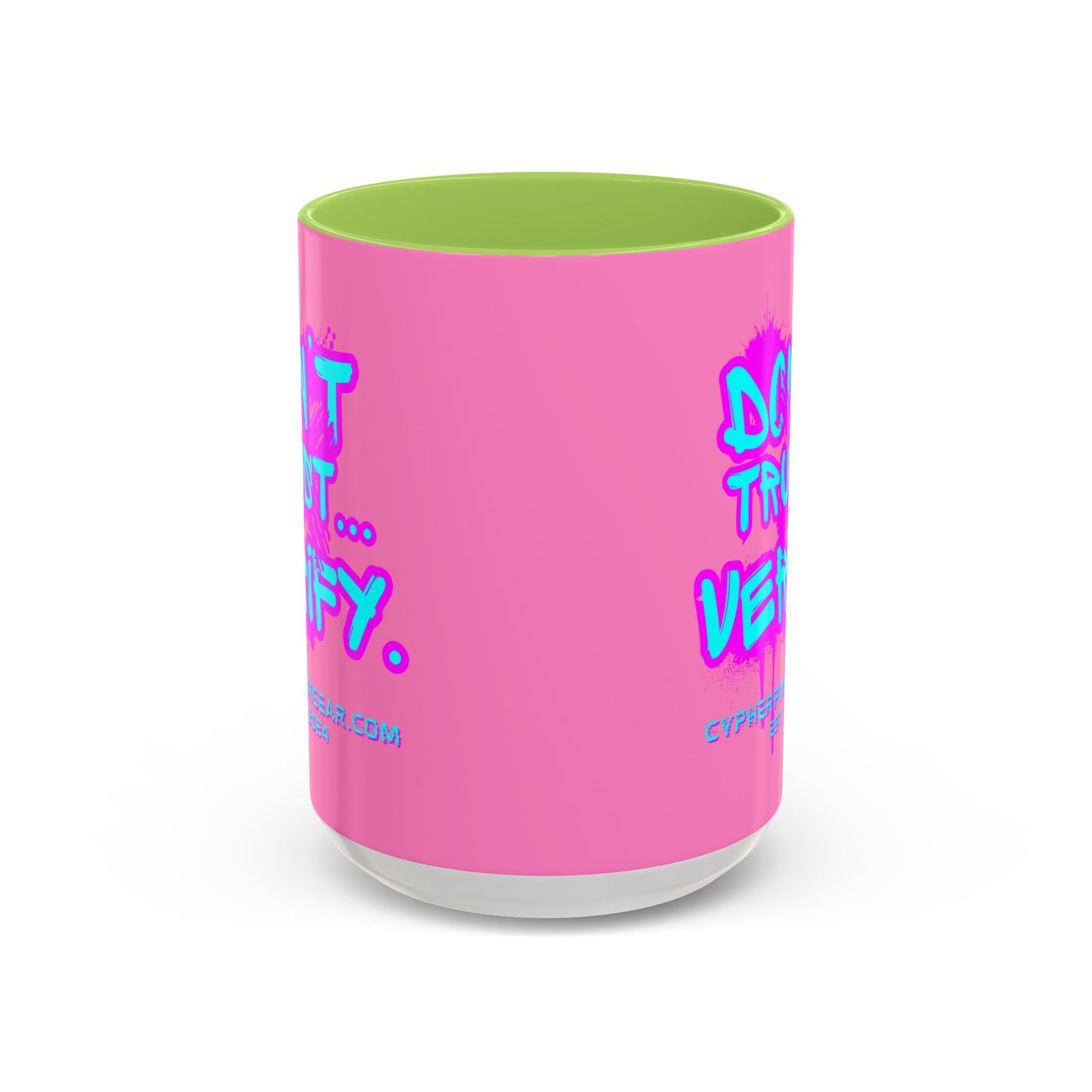 Don't Trust...Verify. Light Pink Accent Mug by cypherpunkgear.com