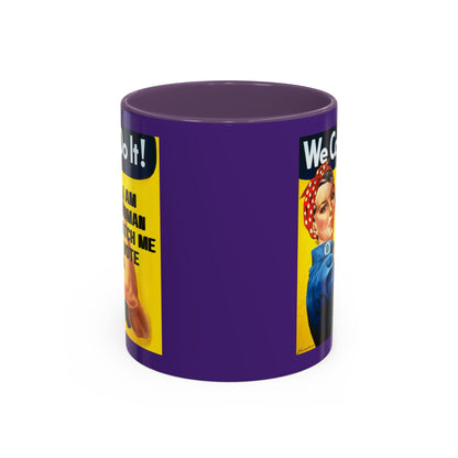 I Am Woman Watch Me Vote Rosie Purple Accent Mug by cypherpunkgear.com