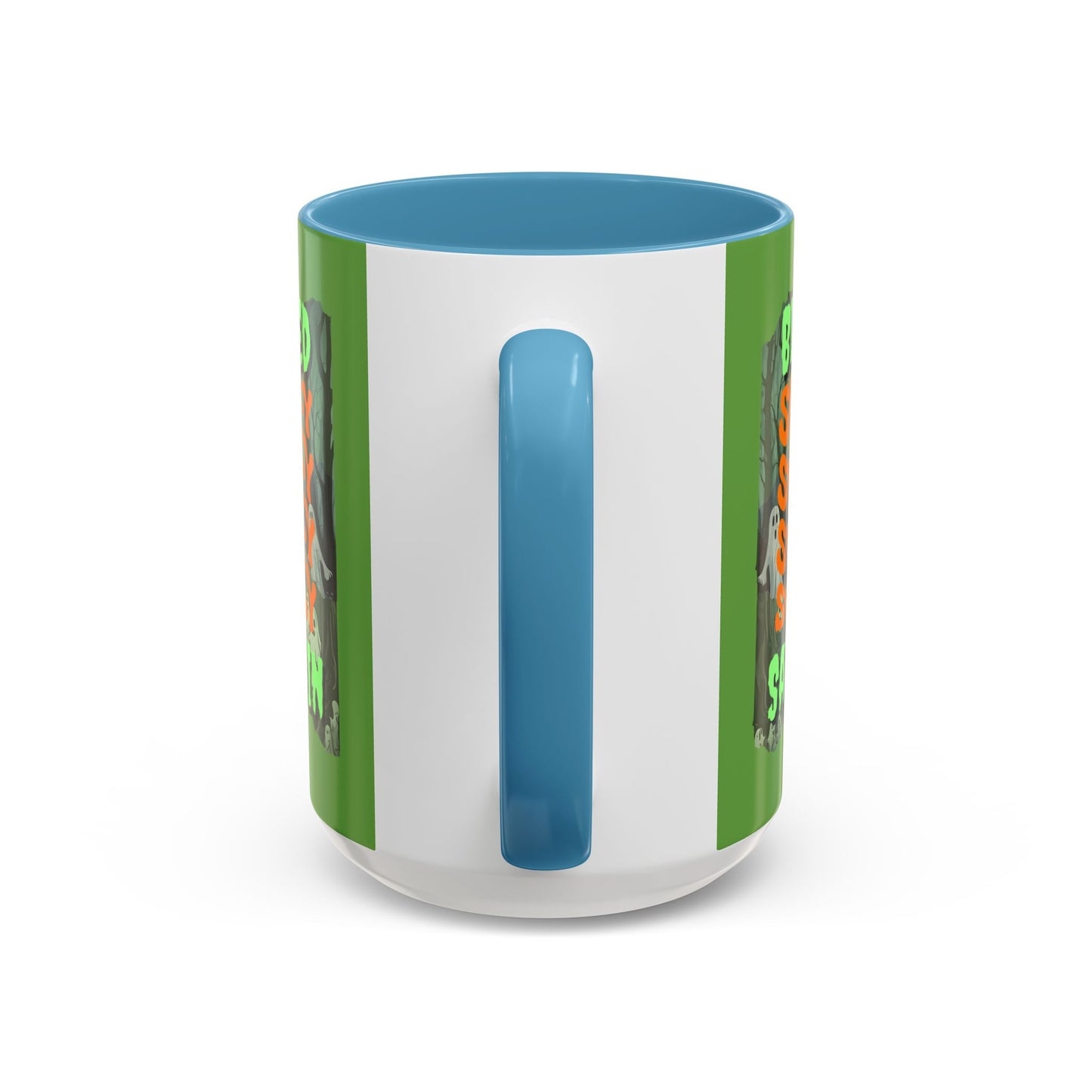 Spooky Blessed Samhain Ghost Green font Accent Mug by CreepyCrafts.boo