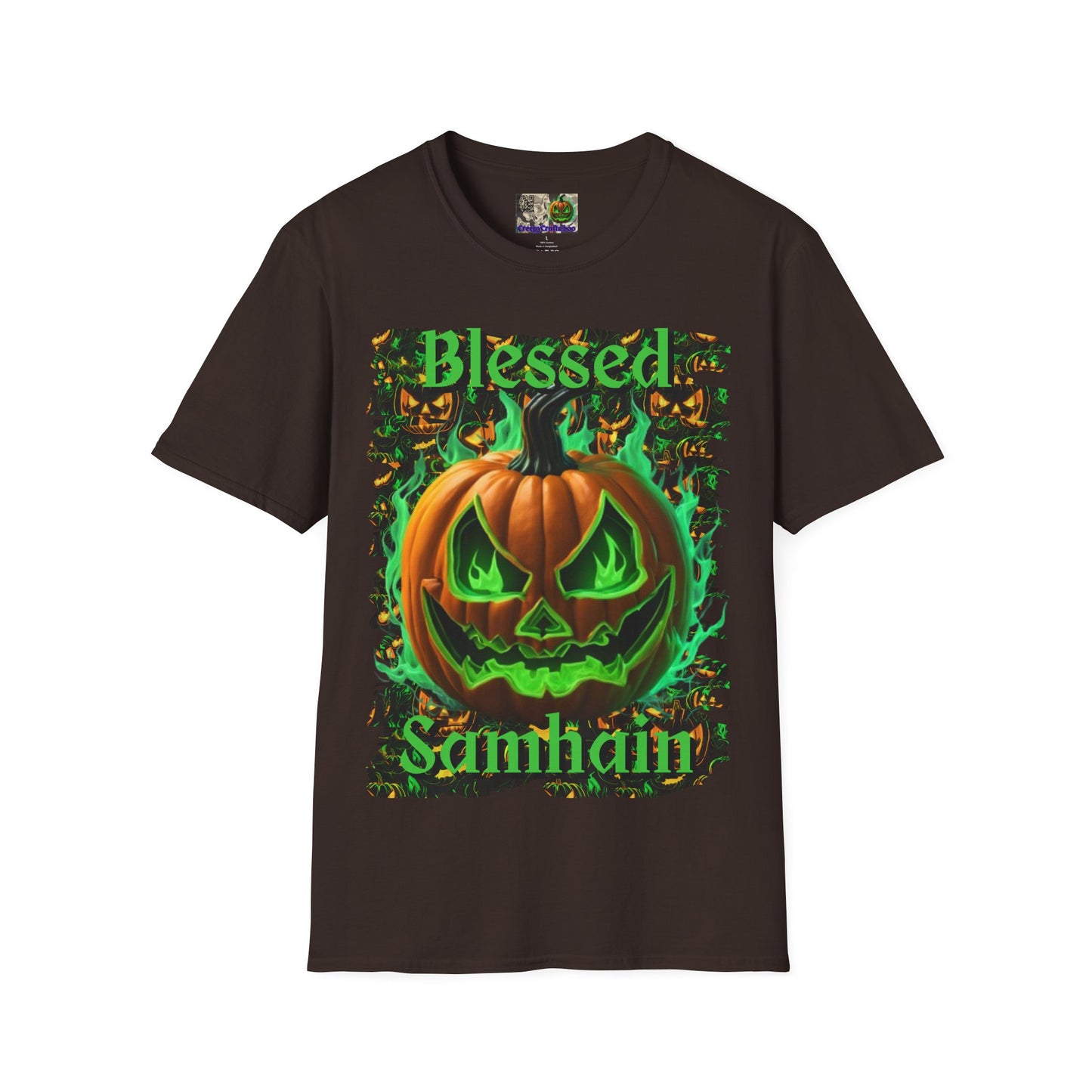 Blessed Samhain Green Jack Dark colors Unisex T-Shirt by CreepyCrafts.boo