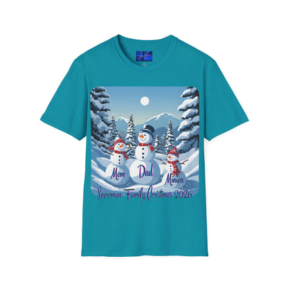 Snowman Family of 3 Dark colors Unisex T-Shirt by cypherpunkgear.com