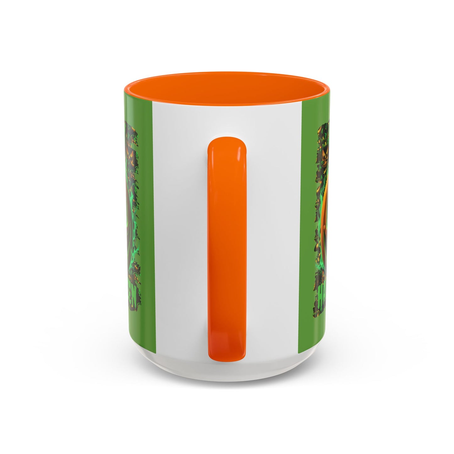 Happy Halloween Green Jack Green Accent Mug by CreepyCrafts.boo