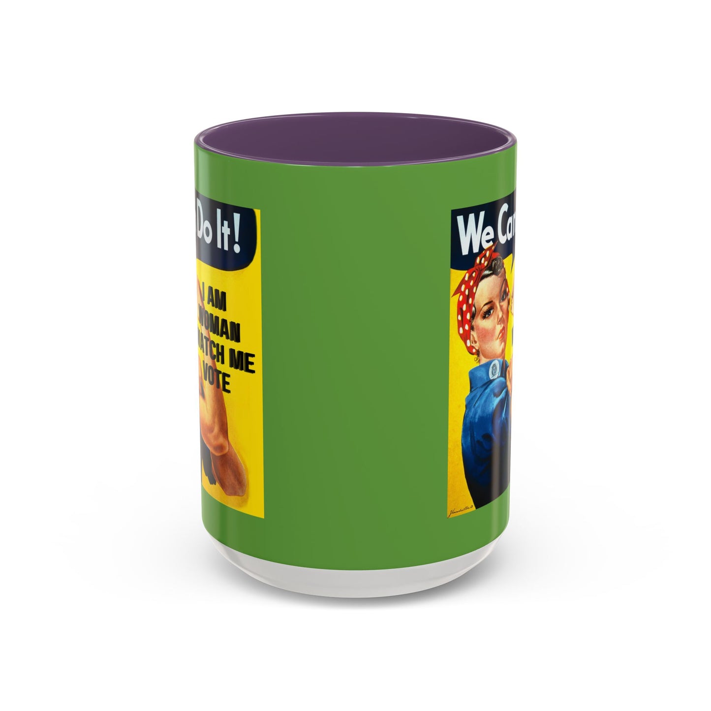 I Am Woman Watch Me Vote Rosie Green Accent Mug by cypherpunkgear.com