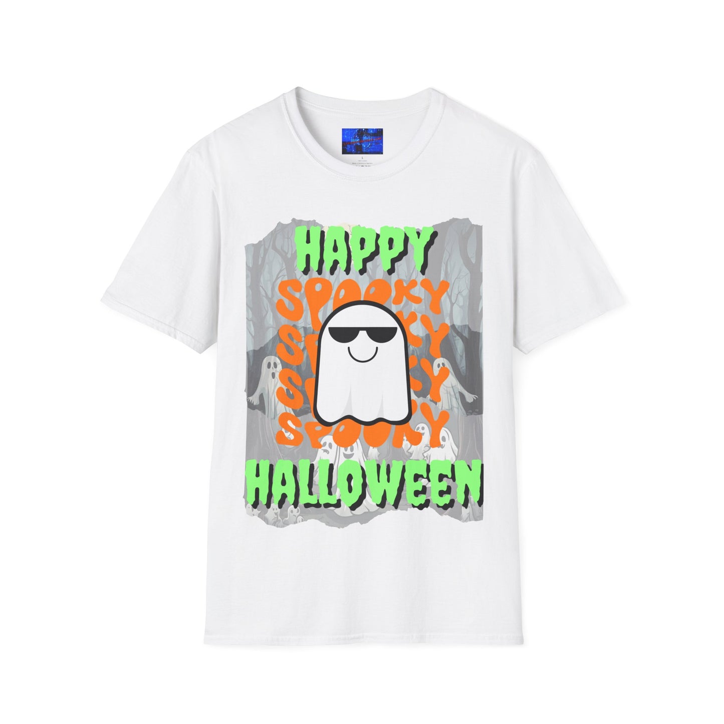 Spooky Happy Halloween Ghost GNfont Unisex T-Shirt by cypherpunkgear