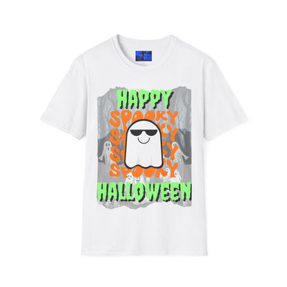 Spooky Happy Halloween Ghost GNfont Unisex T-Shirt by cypherpunkgear