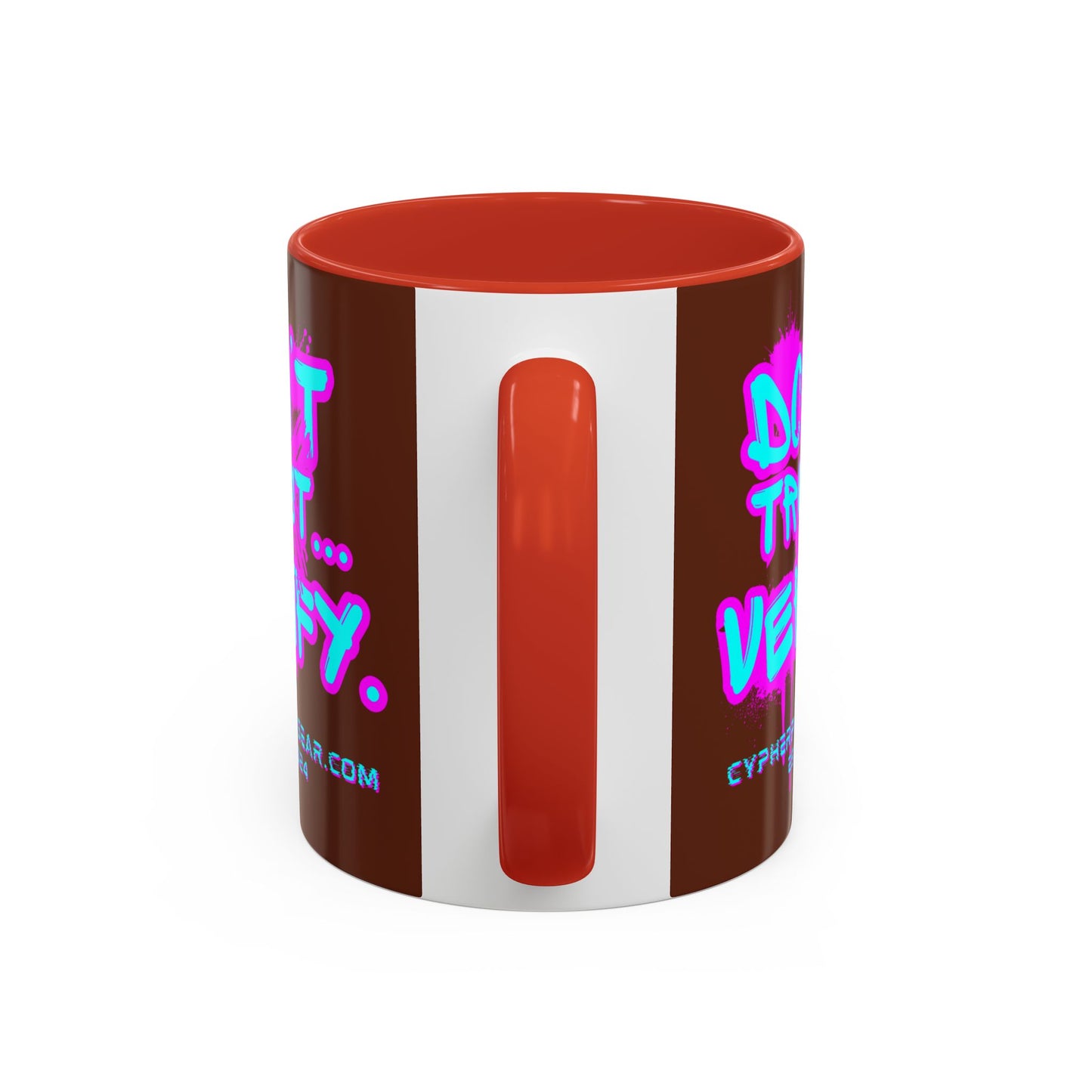 Don't Trust...Verify. Brown Accent Mug by cypherpunkgear.com