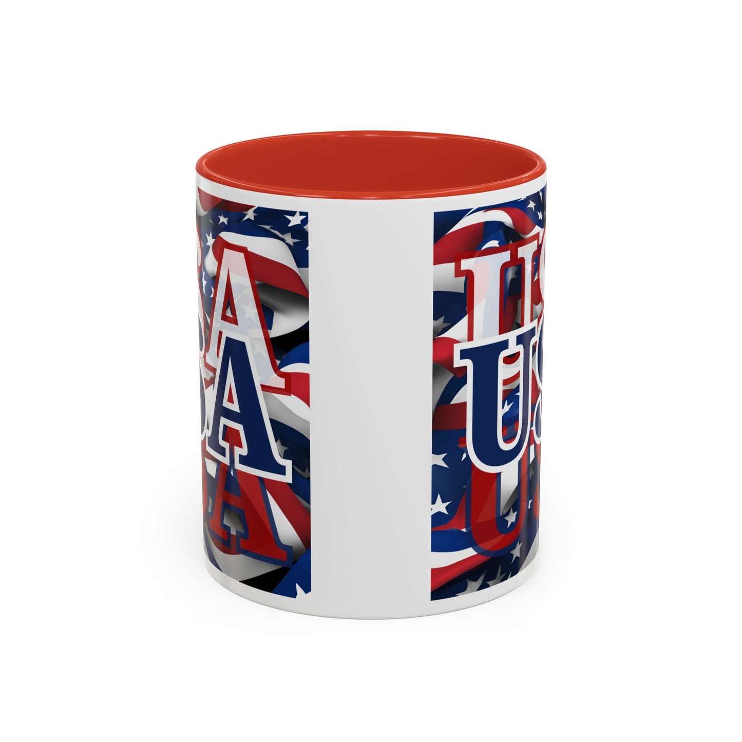 USA Blue font Center Patriot Accent Mug by cypherpunkgear.com