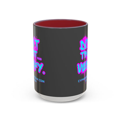 Don't Trust...Verify. Grey Accent Mug by cypherpunkgear.com