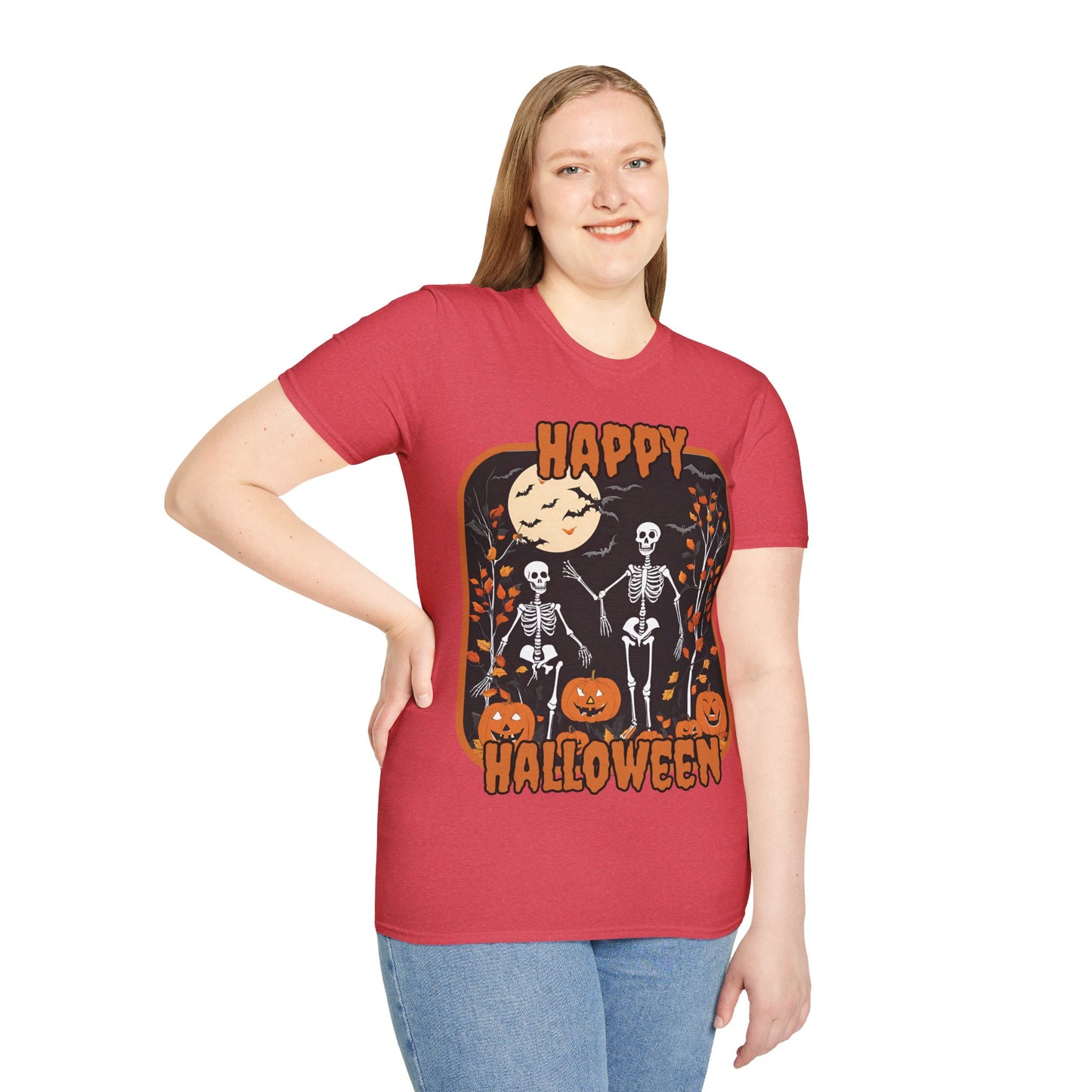 Spooktacular Skeletons of Halloween Light colors Unisex T-shirt by CreepyCrafts.boo