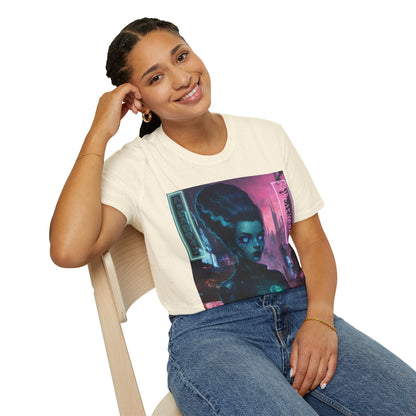 Neon Bride of Frankenstein Light colors Unisex T-Shirt by CreepyCrafts.boo