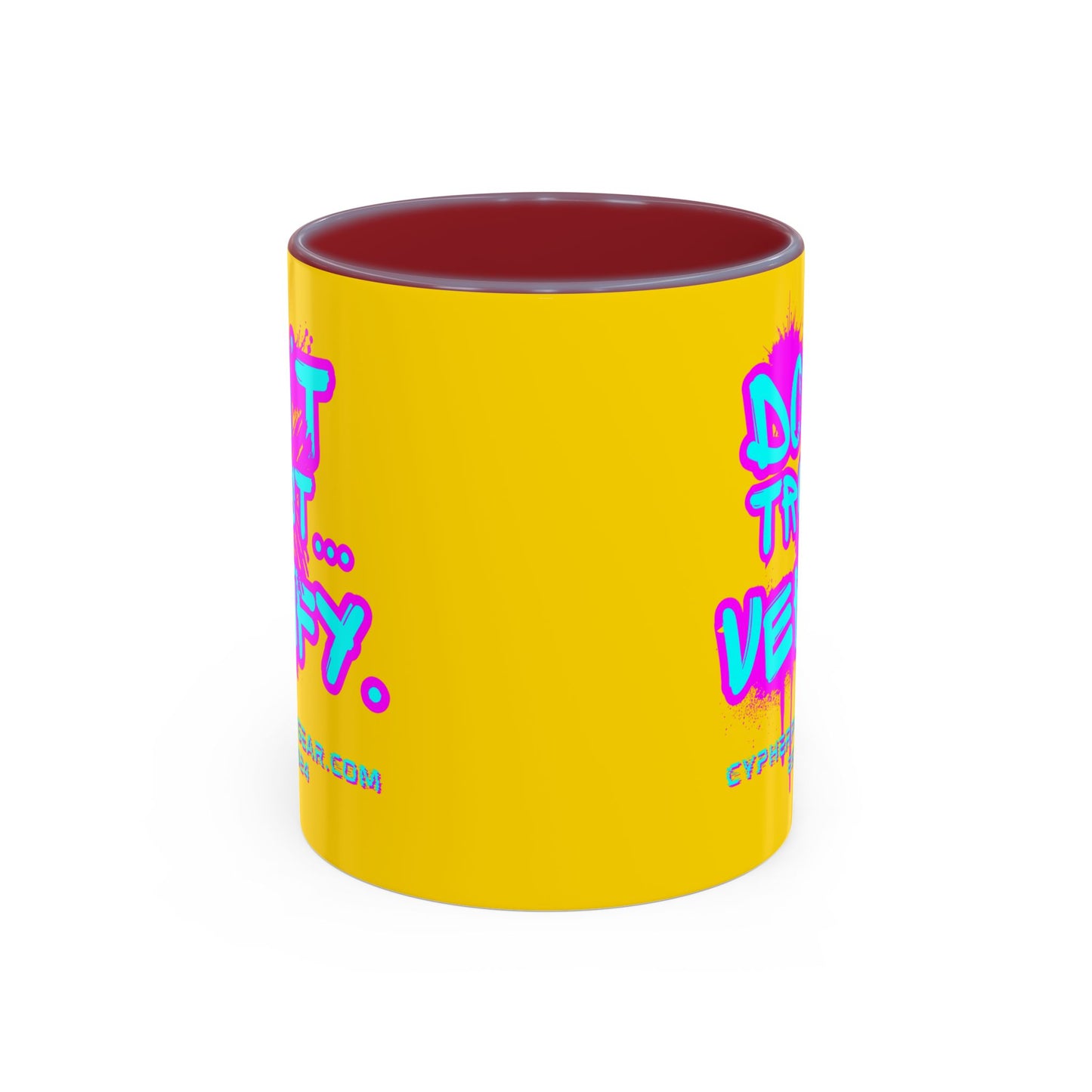 Don't Trust...Verify. Yellow Accent Mug by cypherpunkgear.com