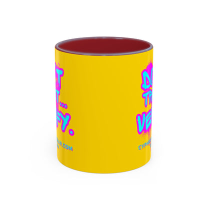 Don't Trust...Verify. Yellow Accent Mug by cypherpunkgear.com