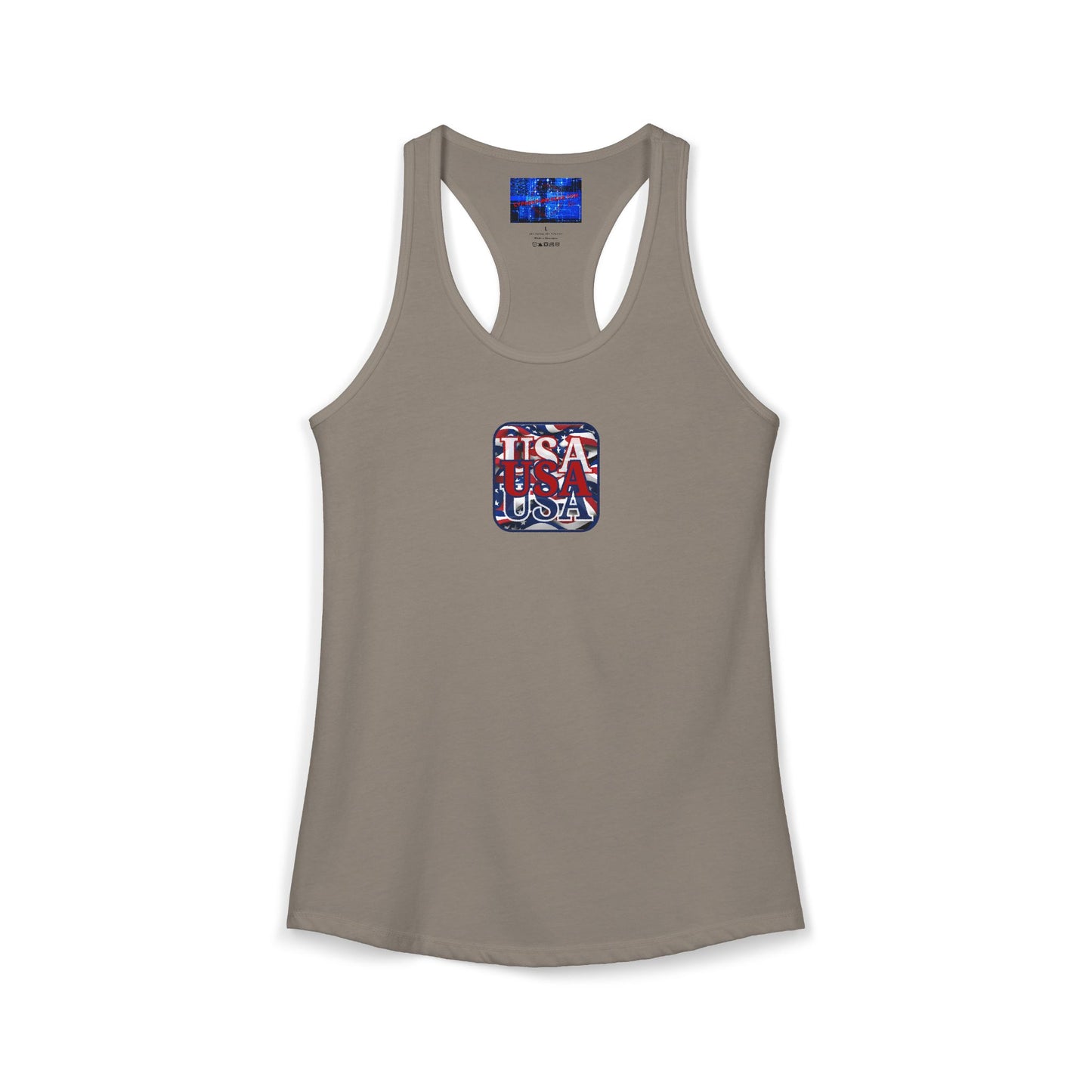 2-sided RED White and Blue USA Patriot Women's Racerback Tank Top by cypherpunkgear.com
