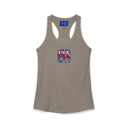 2-sided RED White and Blue USA Patriot Women's Racerback Tank Top by cypherpunkgear.com