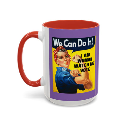 I Am Woman Watch Me Vote Rosie Light Purple Accent Mug by cypherpunkgear.com