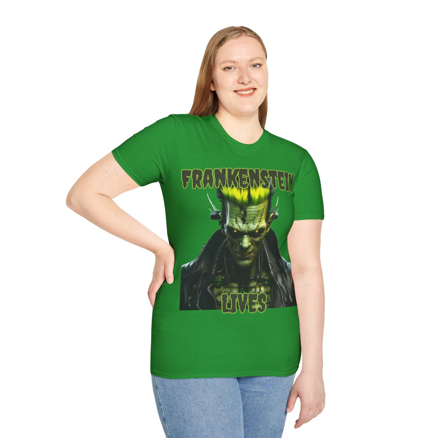 Frankenstein Lives Dark colors Unisex T-Shirt by CreepyCrafts.boo