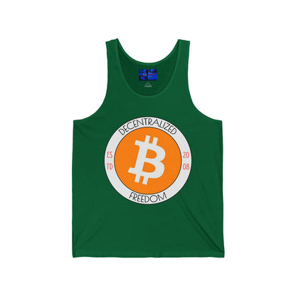 Bitcoin Decentralized Freedom Unisex Jersey Tank Top by cypherpunkgear.com
