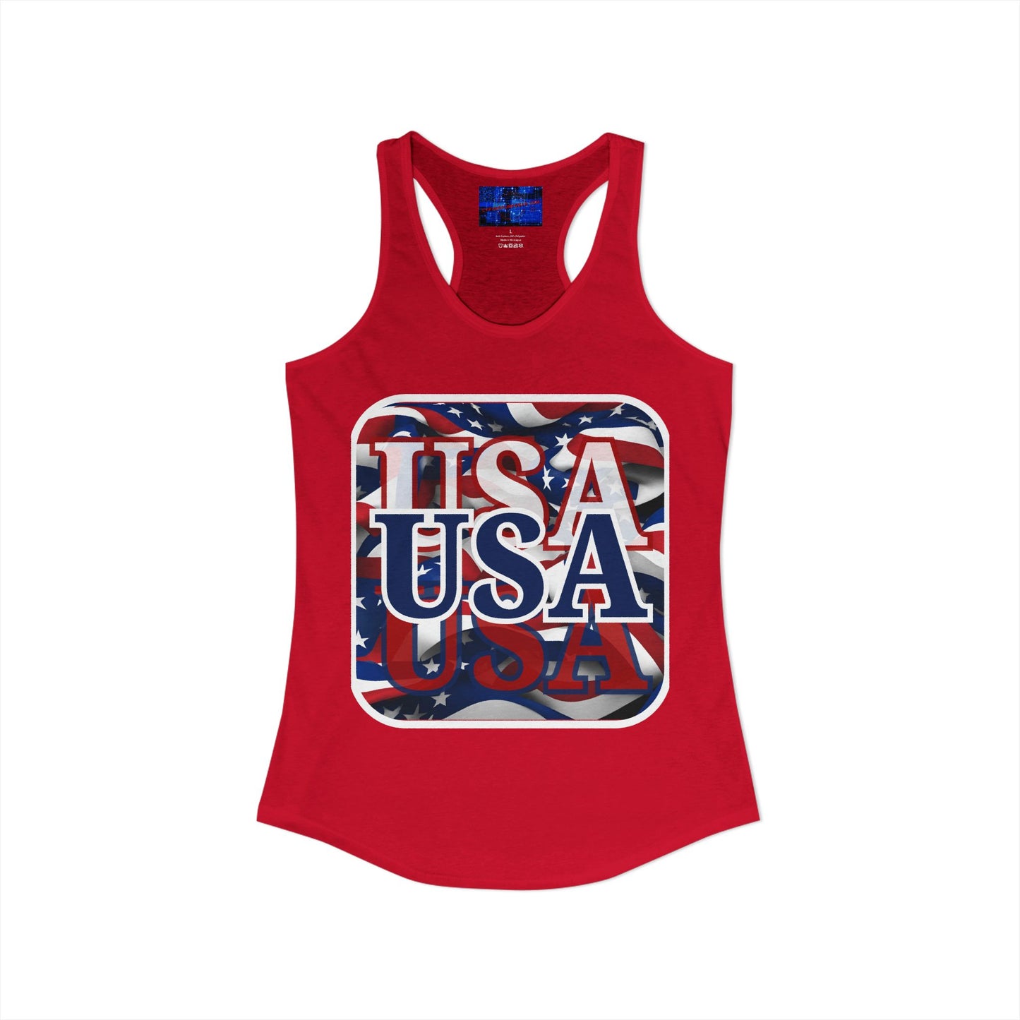 Red White and BLUE USA Patriot Women's Racerback Tank Top by cypherpunkgear.com