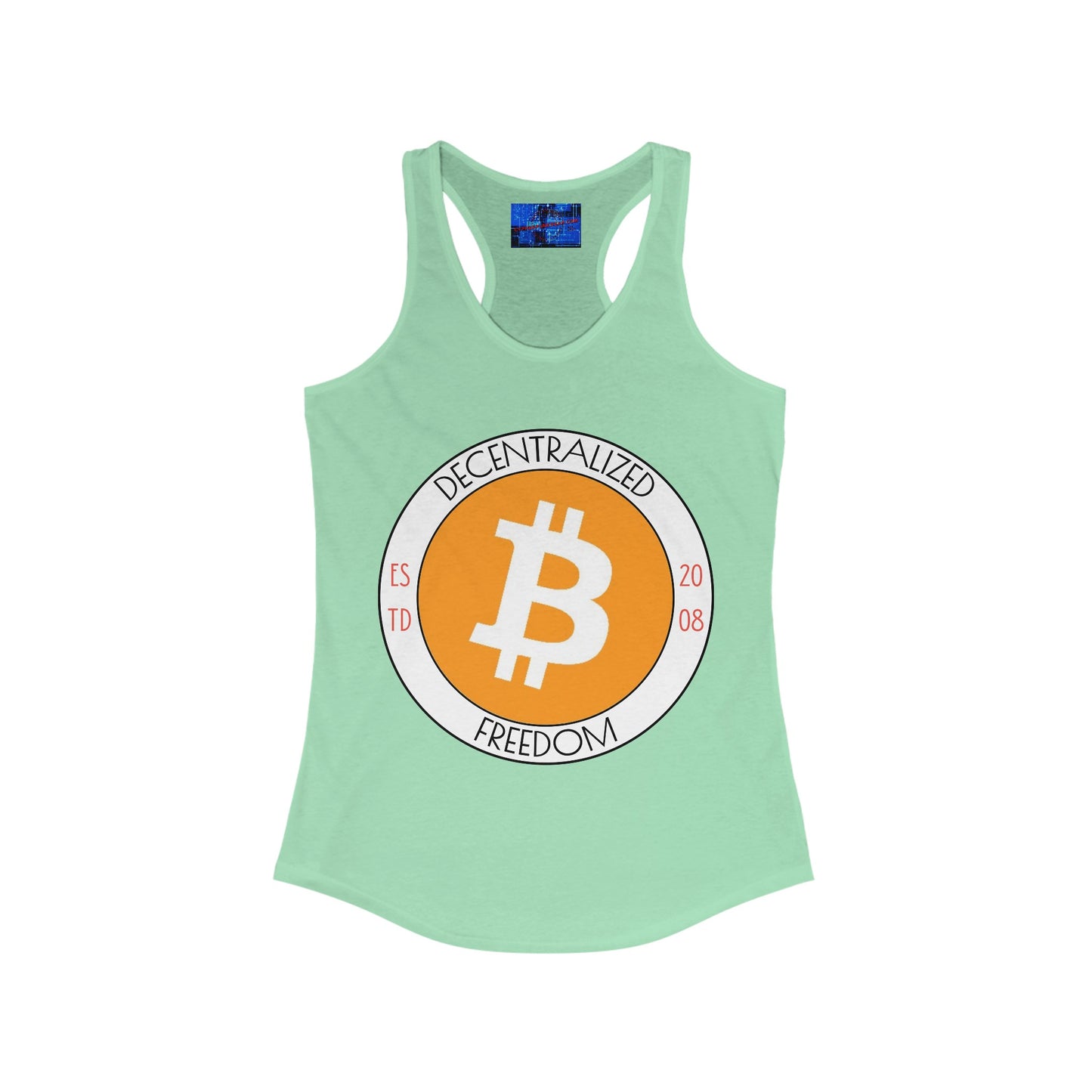 Bitcoin Decentralized Freedom Women's Racerback Tank Top by cypherpunkgear