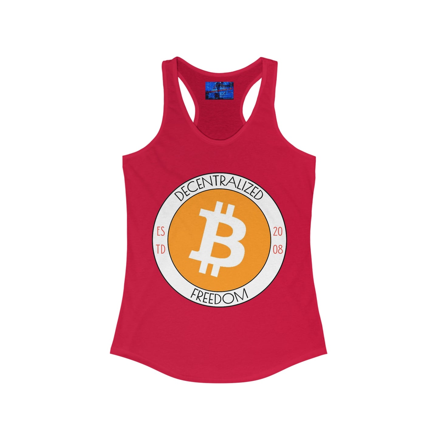 Bitcoin Decentralized Freedom Women's Racerback Tank Top by cypherpunkgear