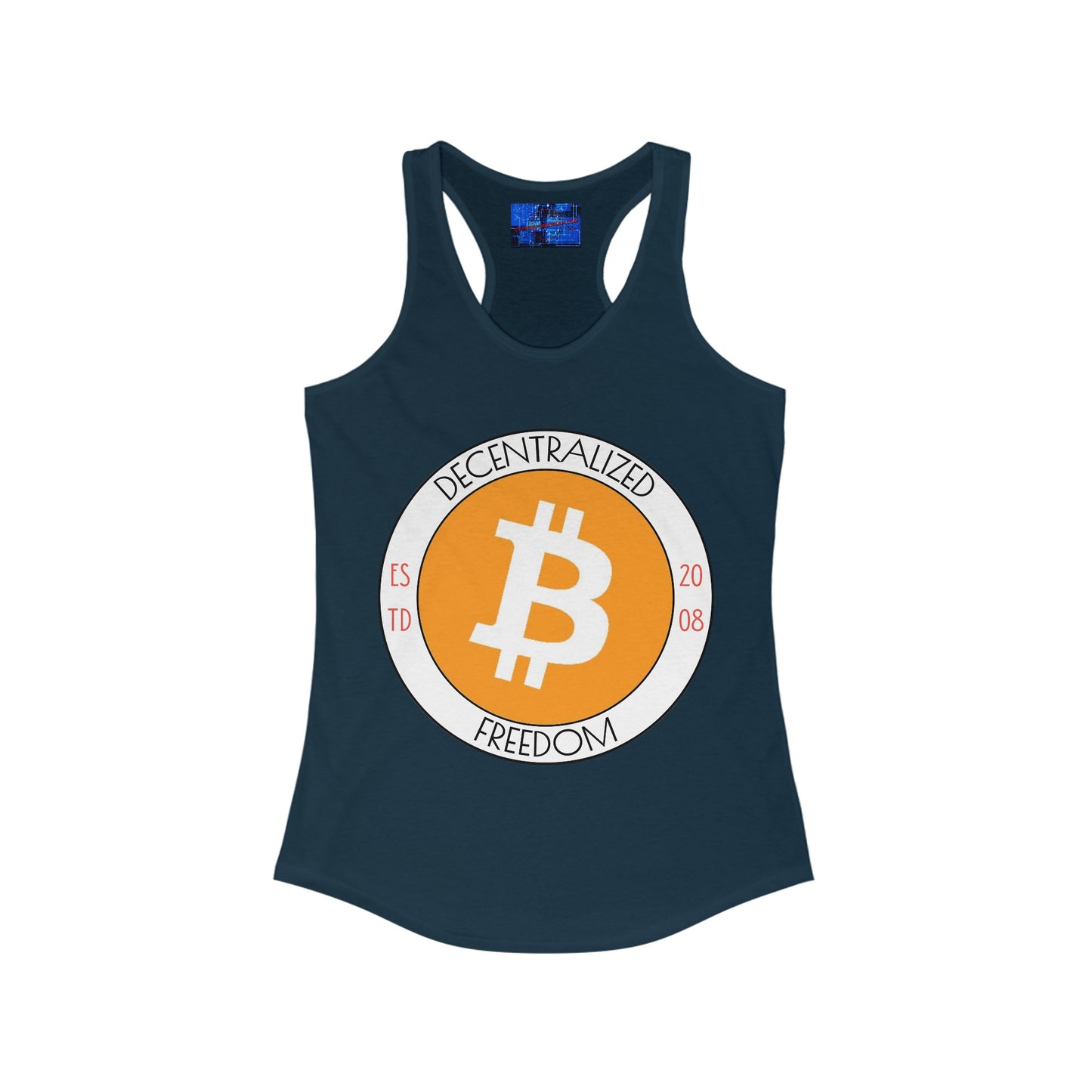 Bitcoin Decentralized Freedom Women's Racerback Tank Top by cypherpunkgear