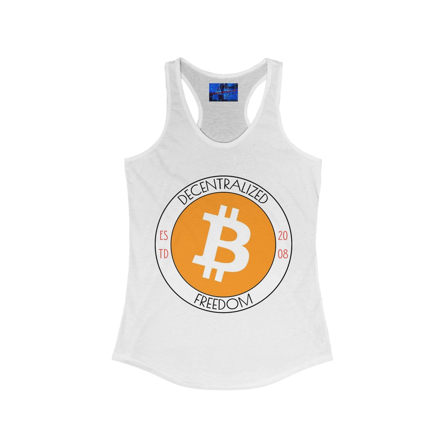 Bitcoin Decentralized Freedom Women's Racerback Tank Top by cypherpunkgear